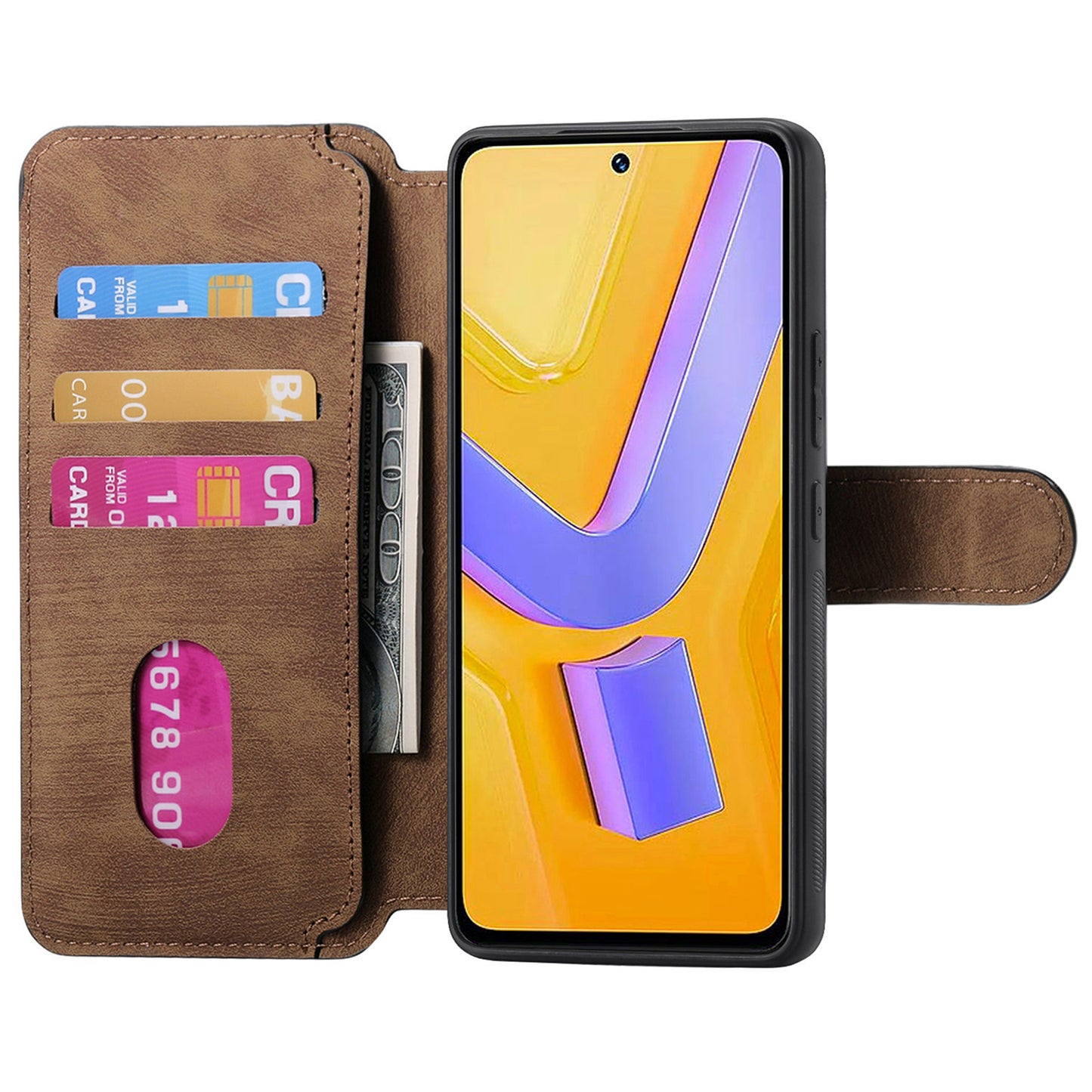 CASENEO MW-03 For vivo V40 SE 5G Case Detachable Wallet Leather+TPU Phone Cover - Brown
