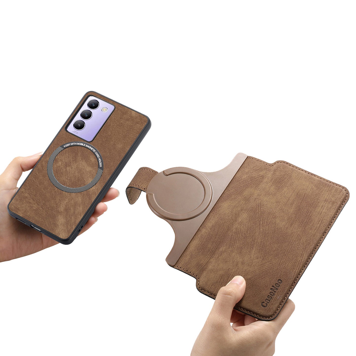 CASENEO MW-03 For vivo V40 SE 5G Case Detachable Wallet Leather+TPU Phone Cover - Brown