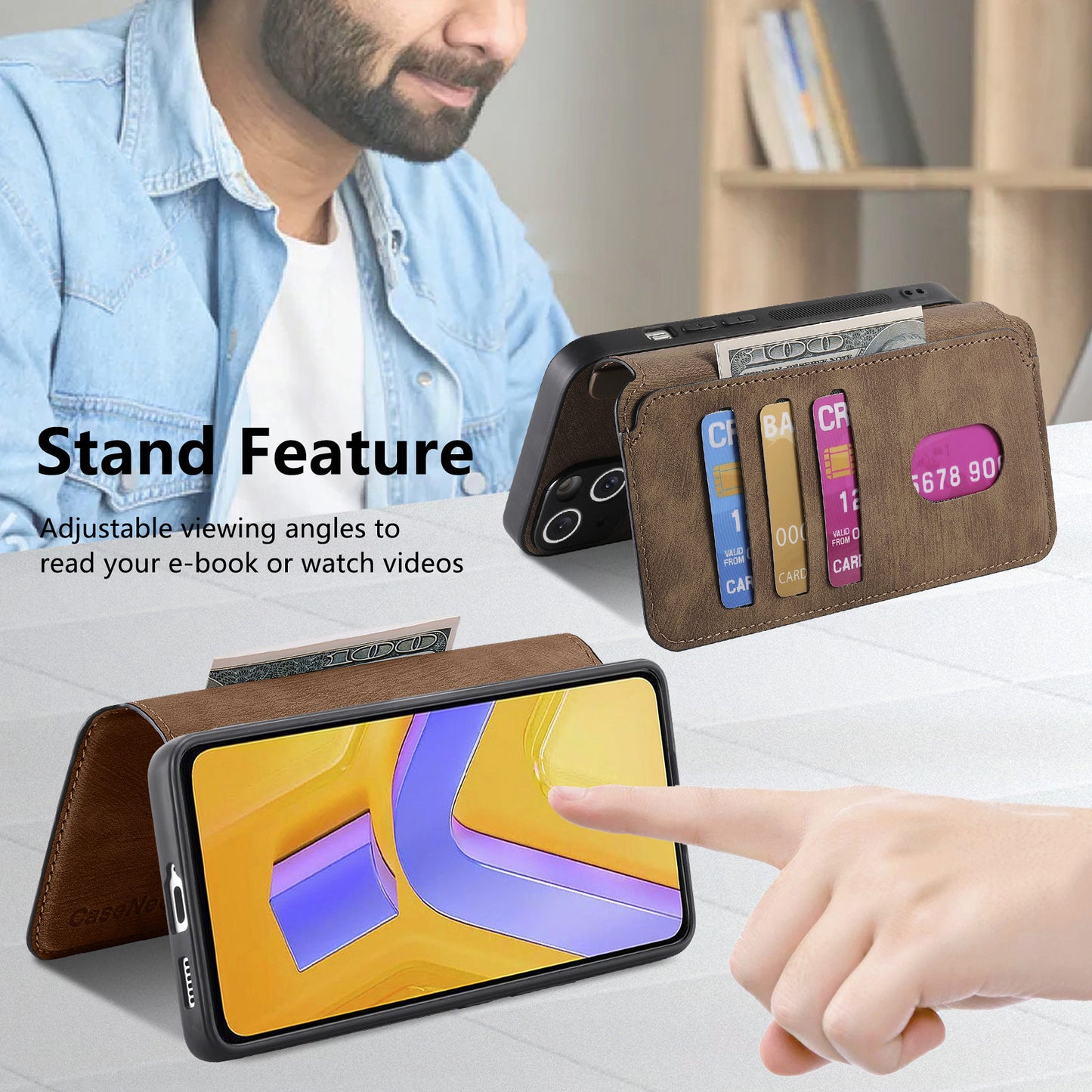 CASENEO MW-03 For vivo V40 SE 5G Case Detachable Wallet Leather+TPU Phone Cover - Brown