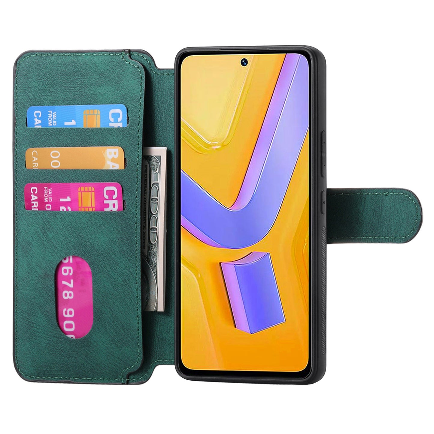 CASENEO MW-03 For vivo V40 SE 5G Case Detachable Wallet Leather+TPU Phone Cover - Green