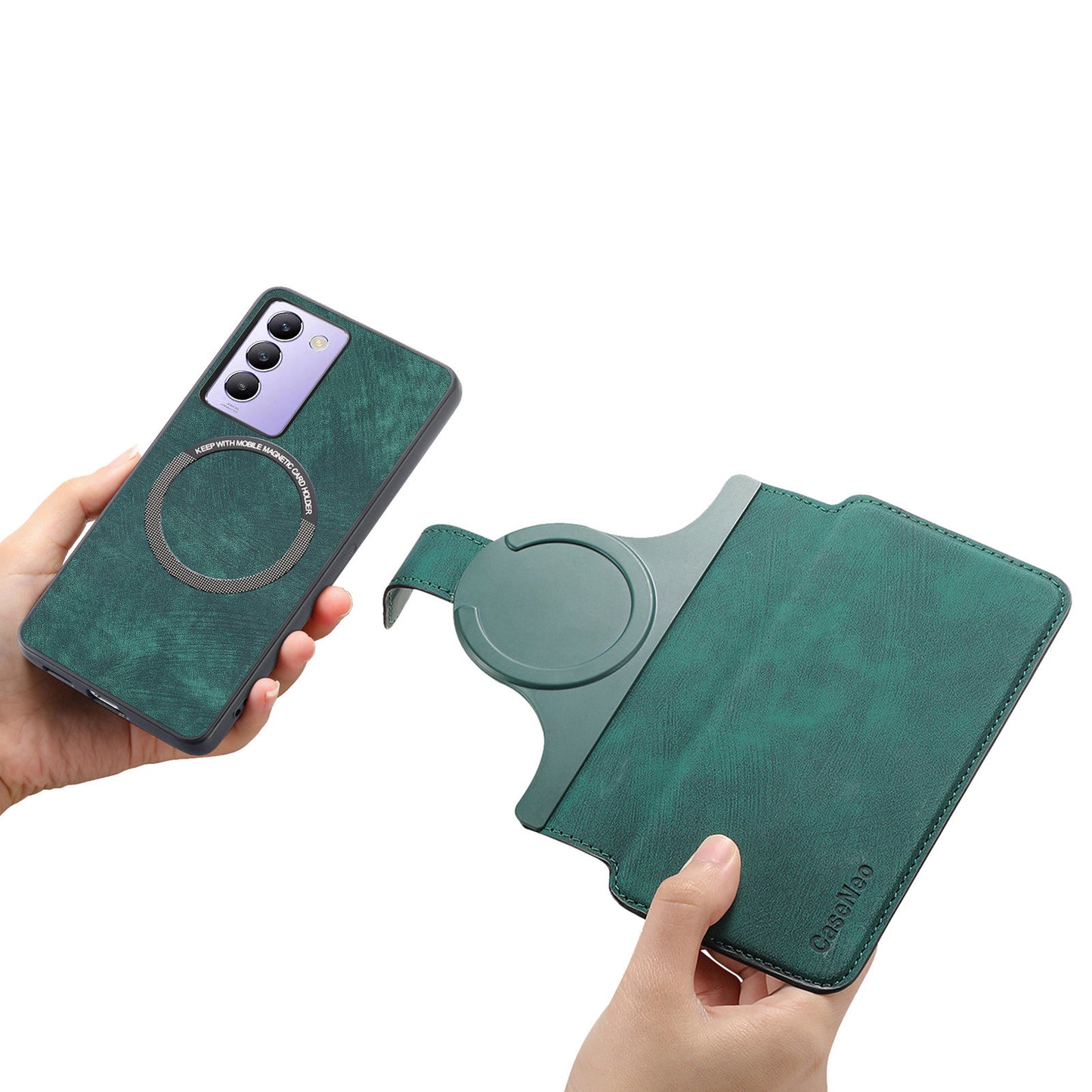 CASENEO MW-03 For vivo V40 SE 5G Case Detachable Wallet Leather+TPU Phone Cover - Green
