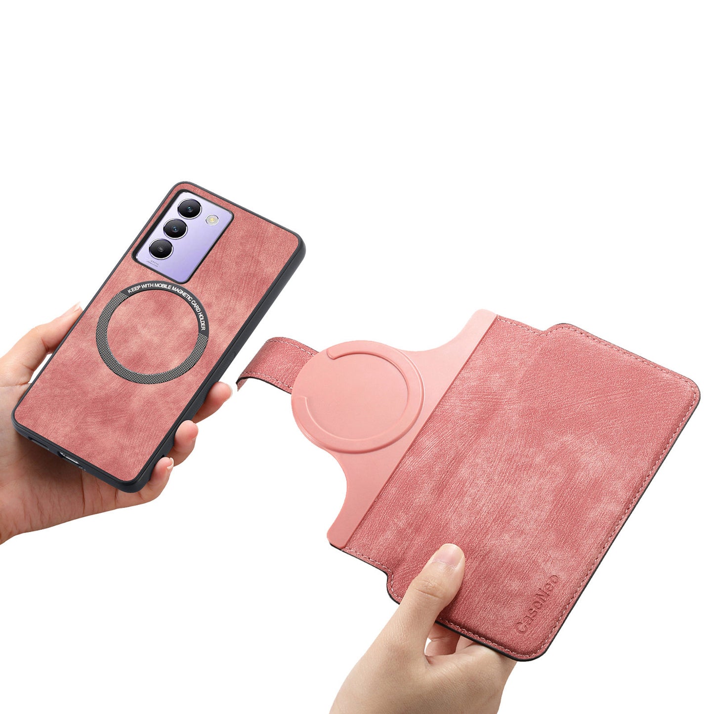 CASENEO MW-03 For vivo V40 SE 5G Case Detachable Wallet Leather+TPU Phone Cover - Pink