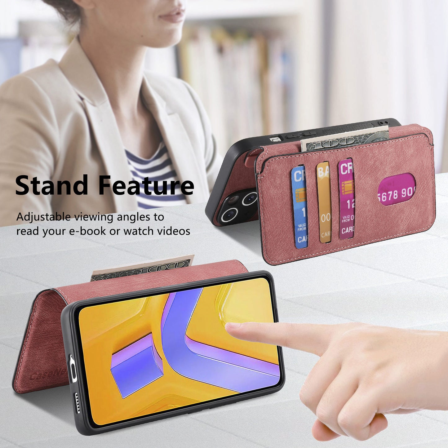 CASENEO MW-03 For vivo V40 SE 5G Case Detachable Wallet Leather+TPU Phone Cover - Pink