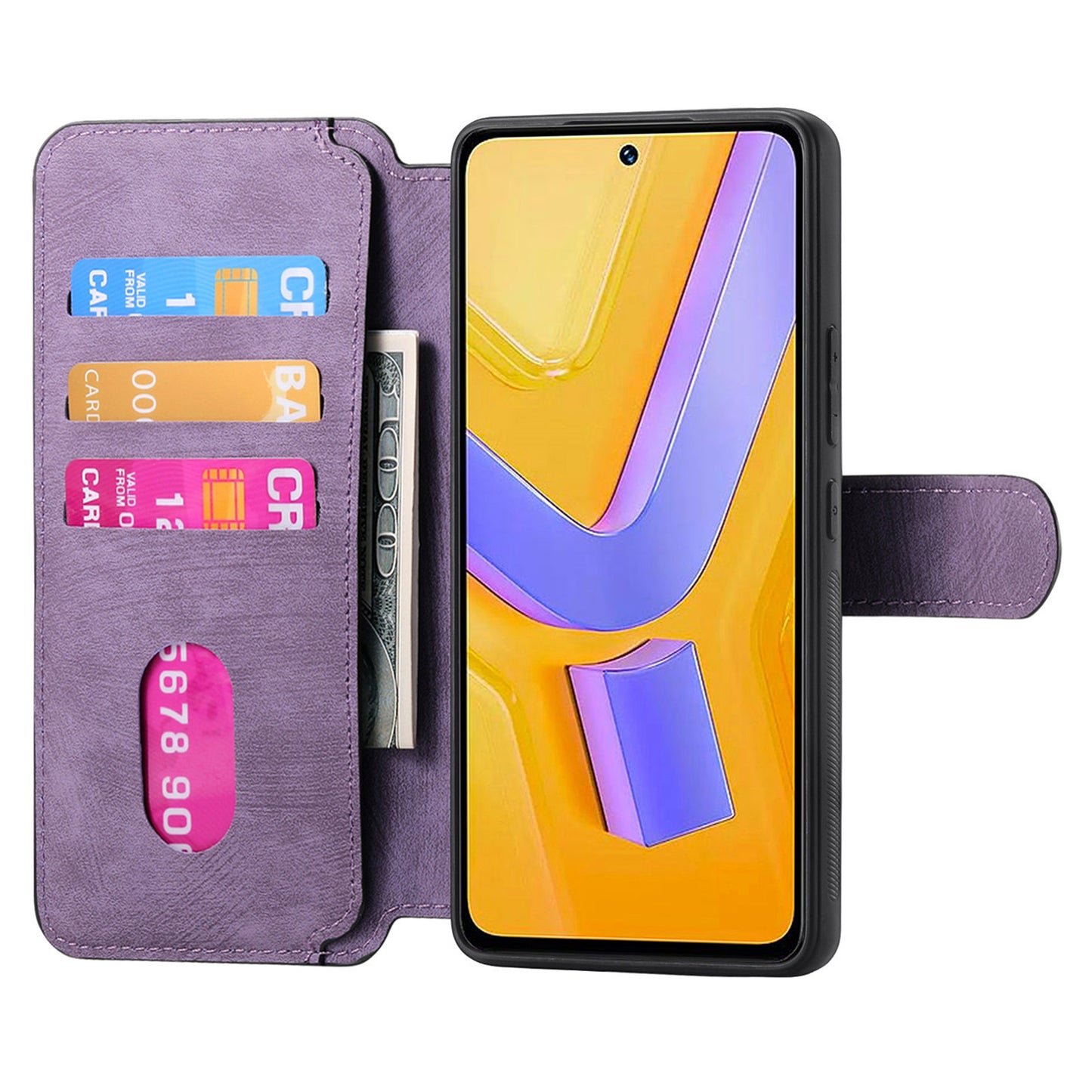 CASENEO MW-03 For vivo V40 SE 5G Case Detachable Wallet Leather+TPU Phone Cover - Purple