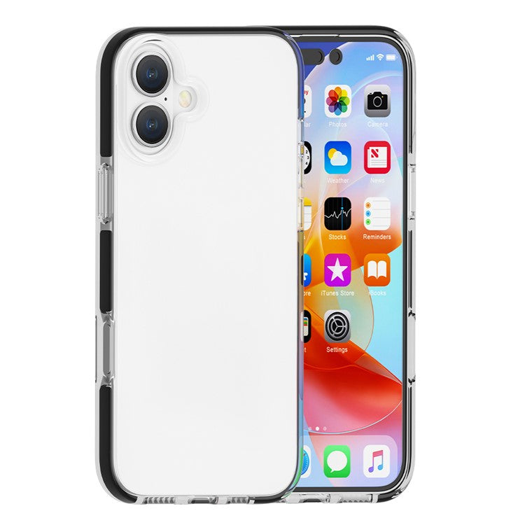 For iPhone 16 Plus Case TPU+TPE Drop Protection Phone Cover Anti-Scratch Clear Back - Transparent Black