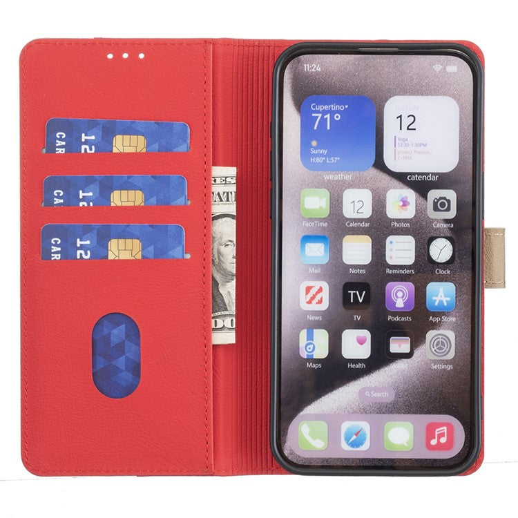 BINFEN COLOR BF33 For iPhone 16 Plus Case RFID Blocking Folio Flip Leather Phone Cover - Red