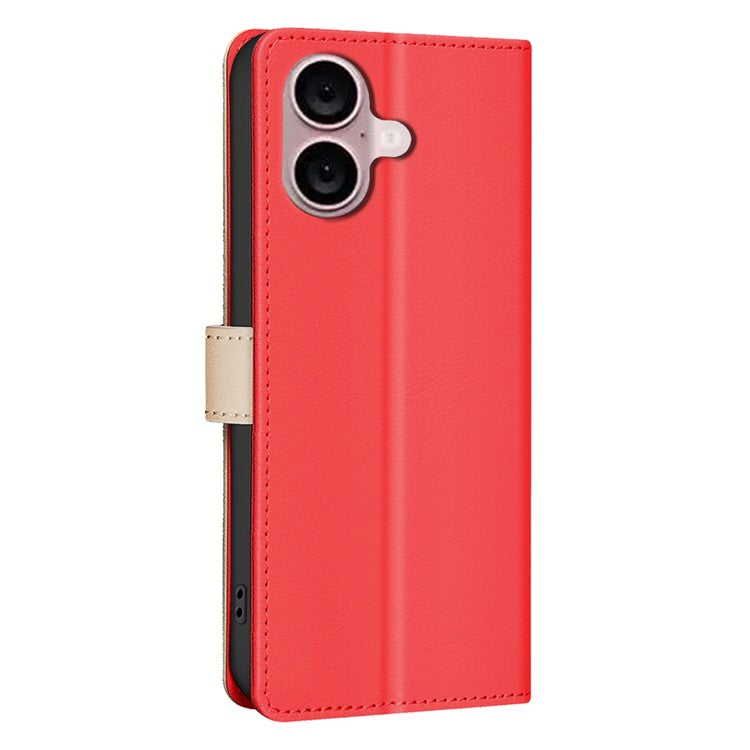 BINFEN COLOR BF33 For iPhone 16 Plus Case RFID Blocking Folio Flip Leather Phone Cover - Red