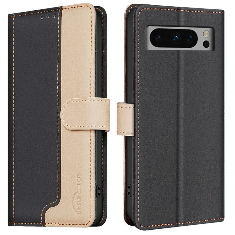 BINFEN COLOR BF33 For Google Pixel 9 Pro Case PU Leather RFID Blocking Protective Cover - Black