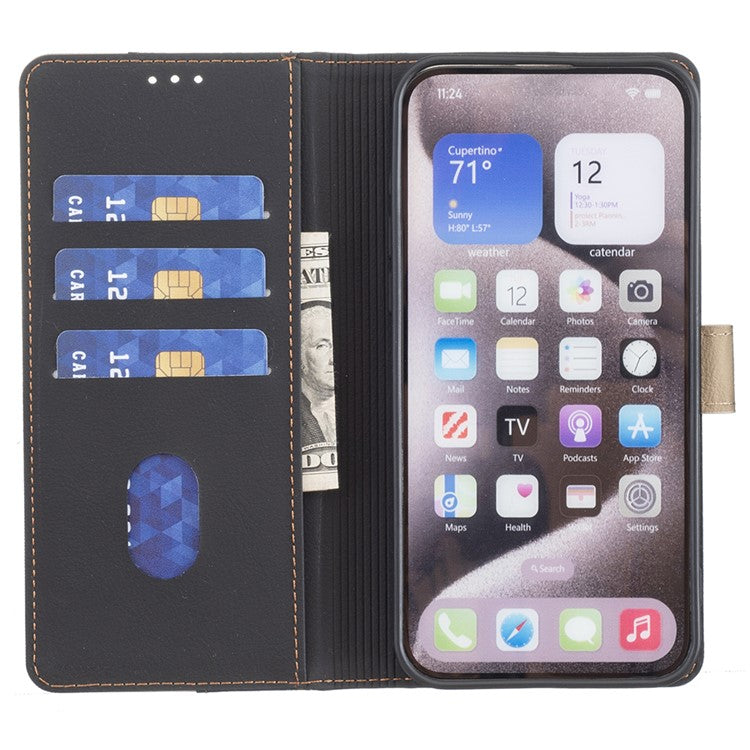 BINFEN COLOR BF33 For Google Pixel 9 Case Color Splicing Leather Cover with RFID Blocking - Black