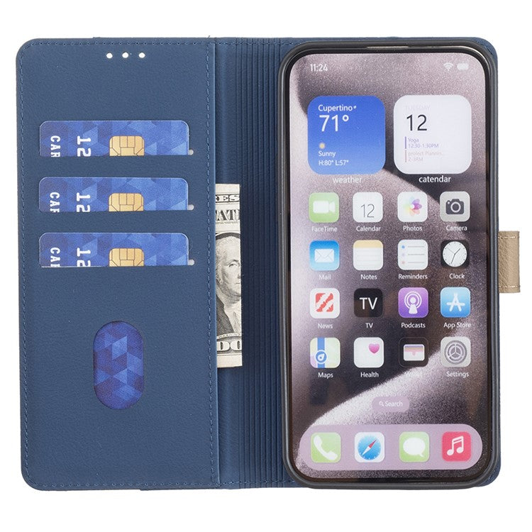 BINFEN COLOR BF33 For Google Pixel 9 Case Color Splicing Leather Cover with RFID Blocking - Blue