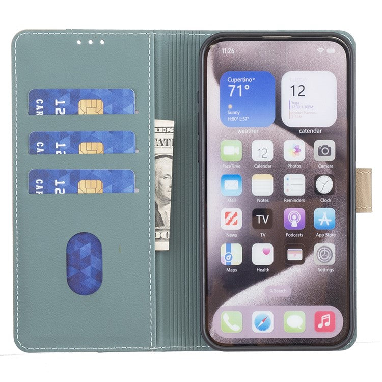 BINFEN COLOR BF33 For Google Pixel 9 Case Color Splicing Leather Cover with RFID Blocking - Green