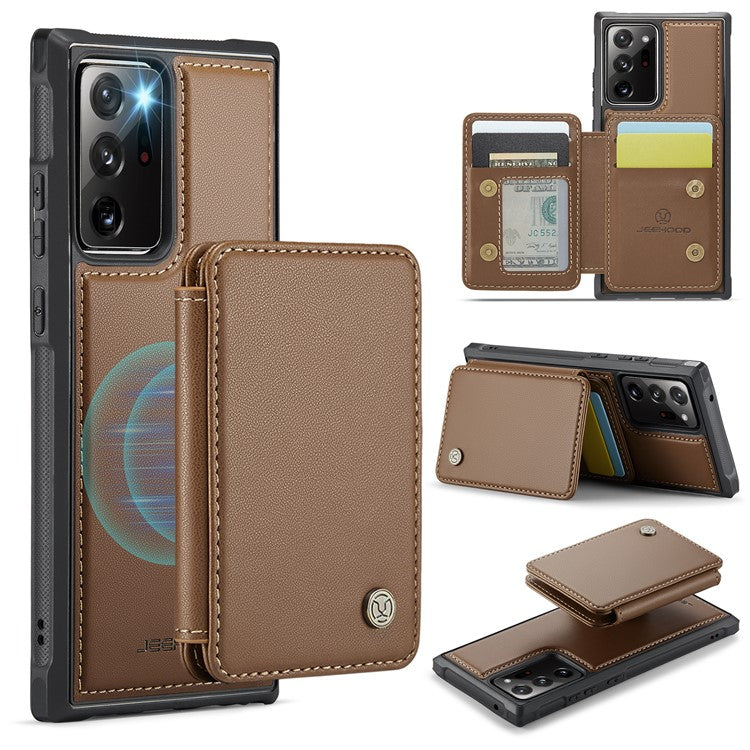 JEEHOOD J05 For Samsung Galaxy Note20 Ultra / Note20 Ultra 5G Case Detachable Card Bag - Brown