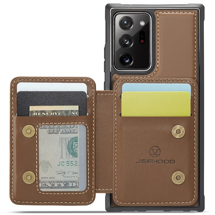 JEEHOOD J05 For Samsung Galaxy Note20 Ultra / Note20 Ultra 5G Case Detachable Card Bag - Brown