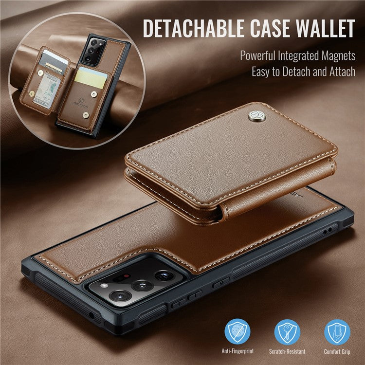 JEEHOOD J05 For Samsung Galaxy Note20 Ultra / Note20 Ultra 5G Case Detachable Card Bag - Brown