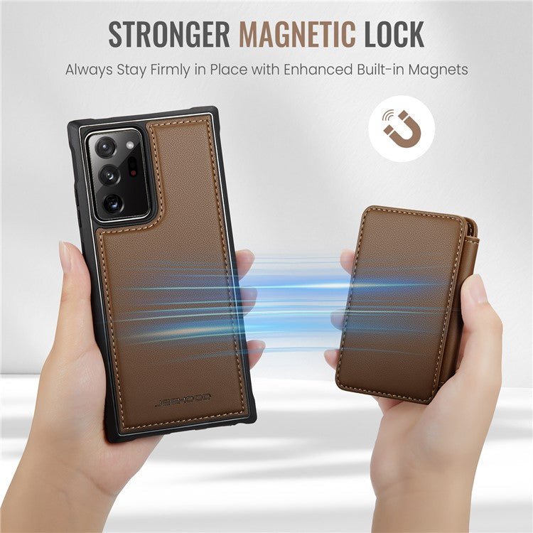 JEEHOOD J05 For Samsung Galaxy Note20 Ultra / Note20 Ultra 5G Case Detachable Card Bag - Brown