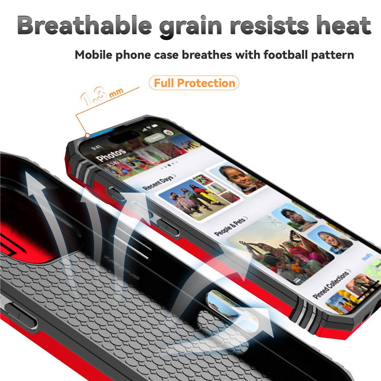 For iPhone 16 Pro Case Ring Kickstand PC+TPU Phone Cover with Camshield - Red