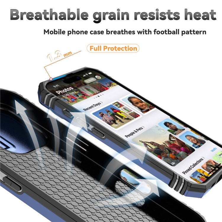 For iPhone 16 Pro Case Ring Kickstand PC+TPU Phone Cover with Camshield - Blue