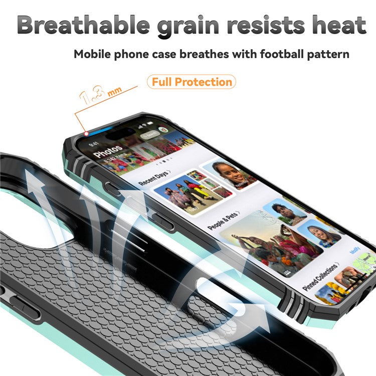 For iPhone 16 Case Ring Holder Kickstand Camshield PC+TPU Phone Cover - Blackish Green