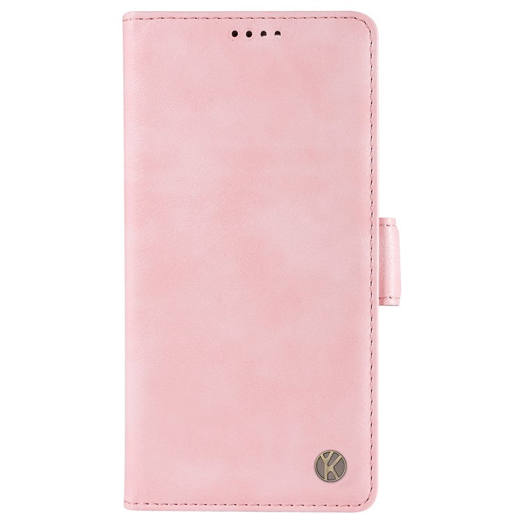 YIKATU YK-007 For Oppo Reno12 5G (Global) Phone Case Anti-Drop PU Leather Stand Wallet Cover - Pink