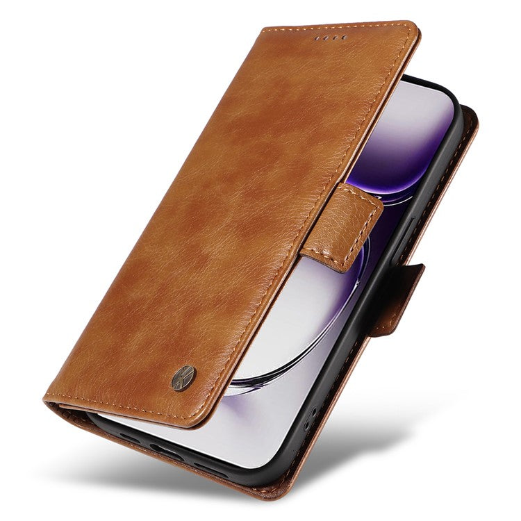 YIKATU YK-007 For Oppo Reno12 5G (Global) Phone Case Anti-Drop PU Leather Stand Wallet Cover - Brown