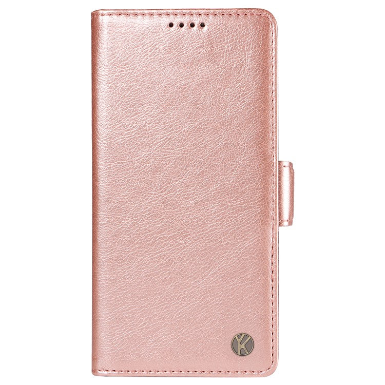 YIKATU YK-007 For Oppo Reno12 5G (Global) Phone Case Anti-Drop PU Leather Stand Wallet Cover - Rose Gold