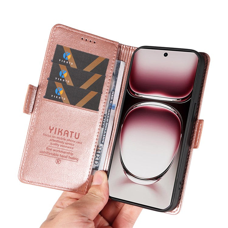 YIKATU YK-007 For Oppo Reno12 Pro 5G (Global) / (China) Phone Case Litchi Texture Leather Cover - Rose Gold