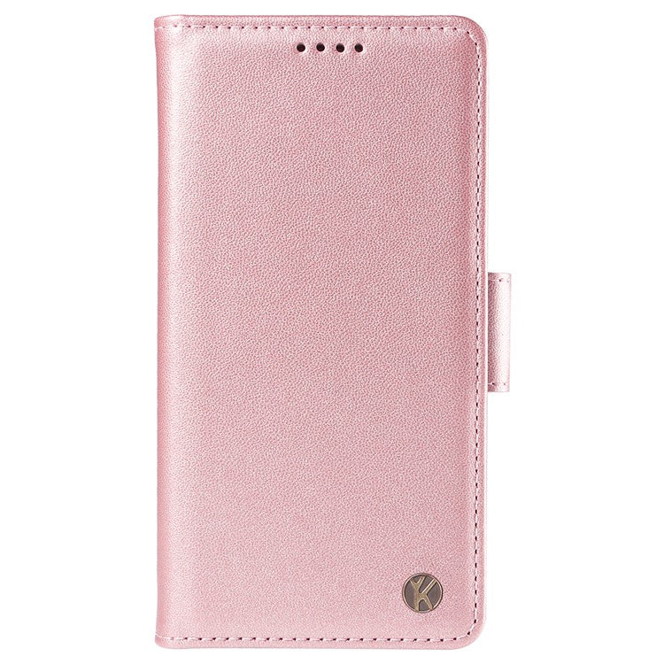 YIKATU YK-003 For Oppo Reno12 5G (Global) Case Magnetic Side Clasps Leather Wallet Phone Cover - Rose Gold