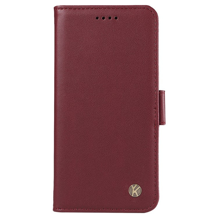 YIKATU YK-003 For Oppo Reno12 5G (Global) Case Magnetic Side Clasps Leather Wallet Phone Cover - Wine Red