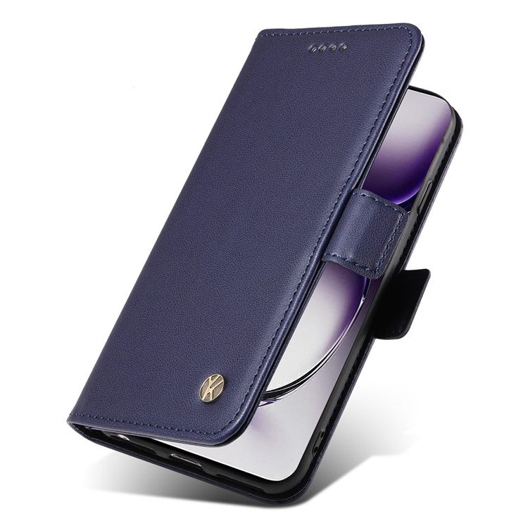 YIKATU YK-003 For Oppo Reno12 5G (Global) Case Magnetic Side Clasps Leather Wallet Phone Cover - Navy Blue