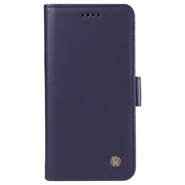 YIKATU YK-003 For Oppo Reno12 5G (Global) Case Magnetic Side Clasps Leather Wallet Phone Cover - Navy Blue