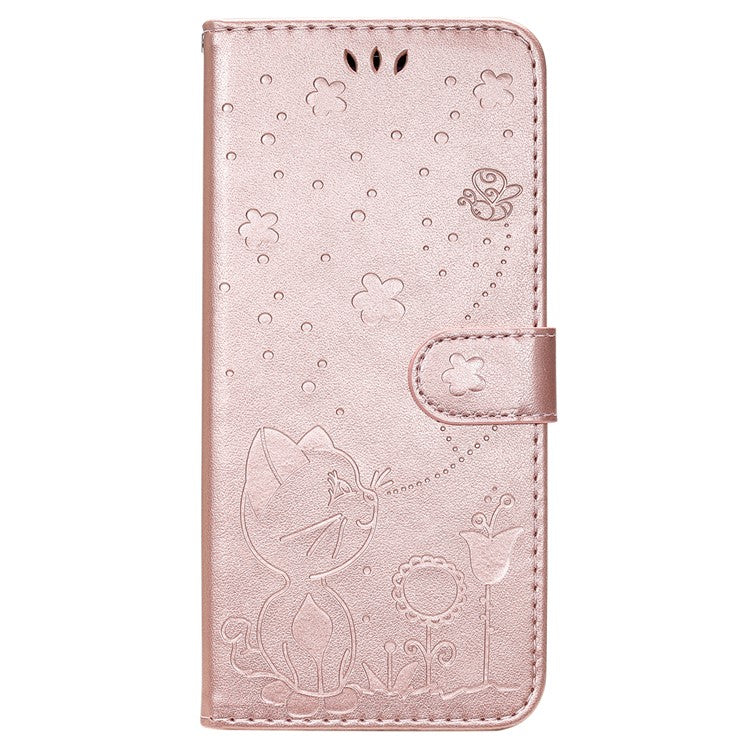 KT Imprinting Flower Series-4 For Oppo Reno12 5G (Global) Phone Case Imprinted Anti-Drop Leather Stand Cover - Rose Gold