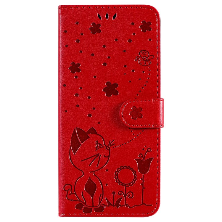 KT Imprinting Flower Series-4 For Oppo Reno12 5G (Global) Phone Case Imprinted Anti-drop Leather Stand Cover - Red
