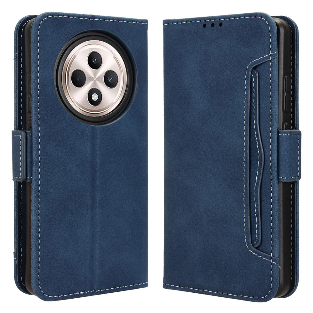For Oppo Reno12 F 5G / Oppo F27 5G Case Multiple Card Slots Leather Stand Phone Cover - Blue