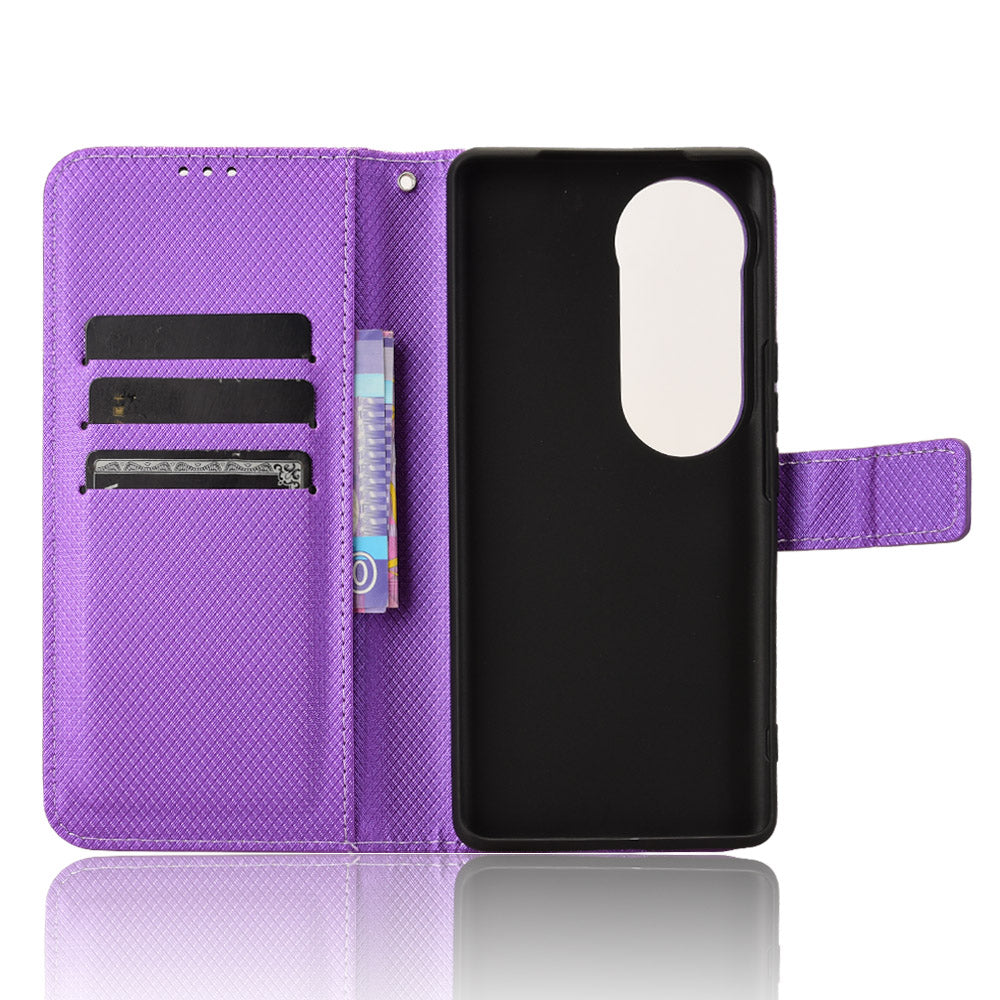 For vivo S19 Pro 5G / V40 5G Case PU Leather Diamond Texture Protective Phone Cover - Purple