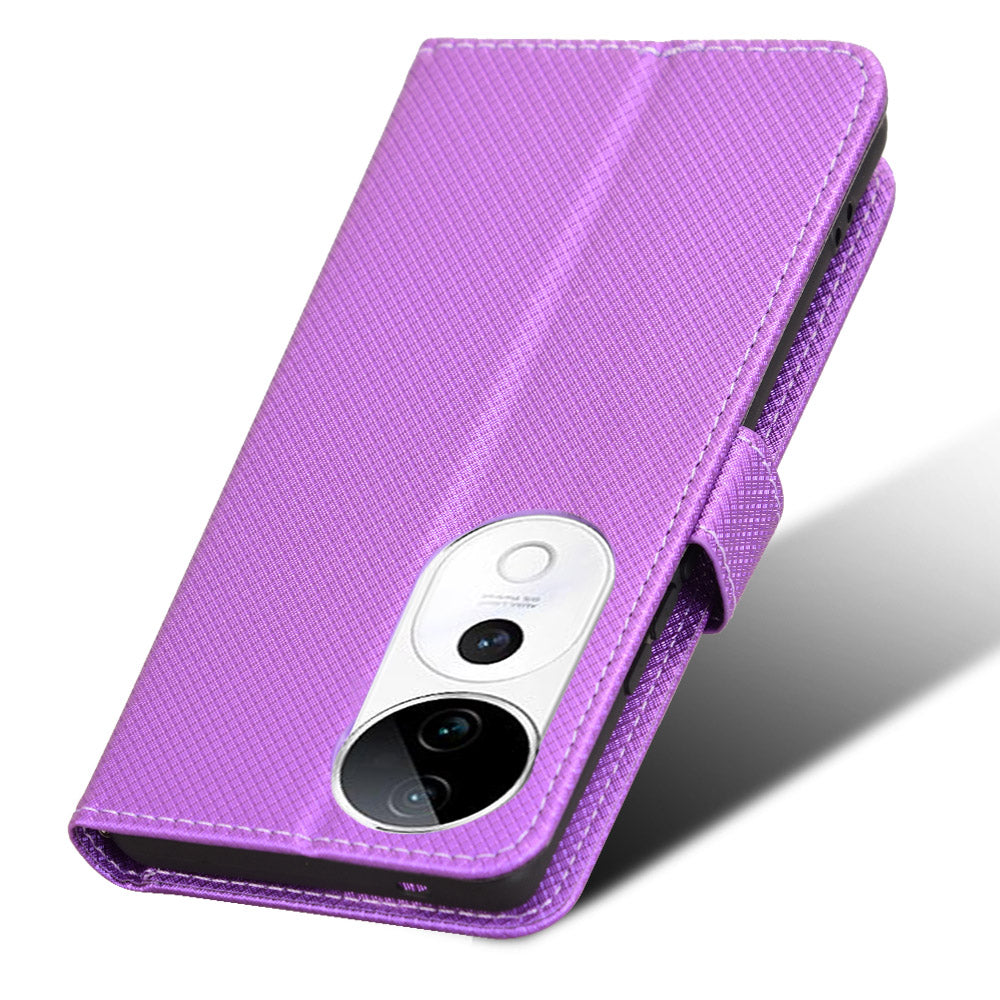 For vivo S19 Pro 5G / V40 5G Case PU Leather Diamond Texture Protective Phone Cover - Purple