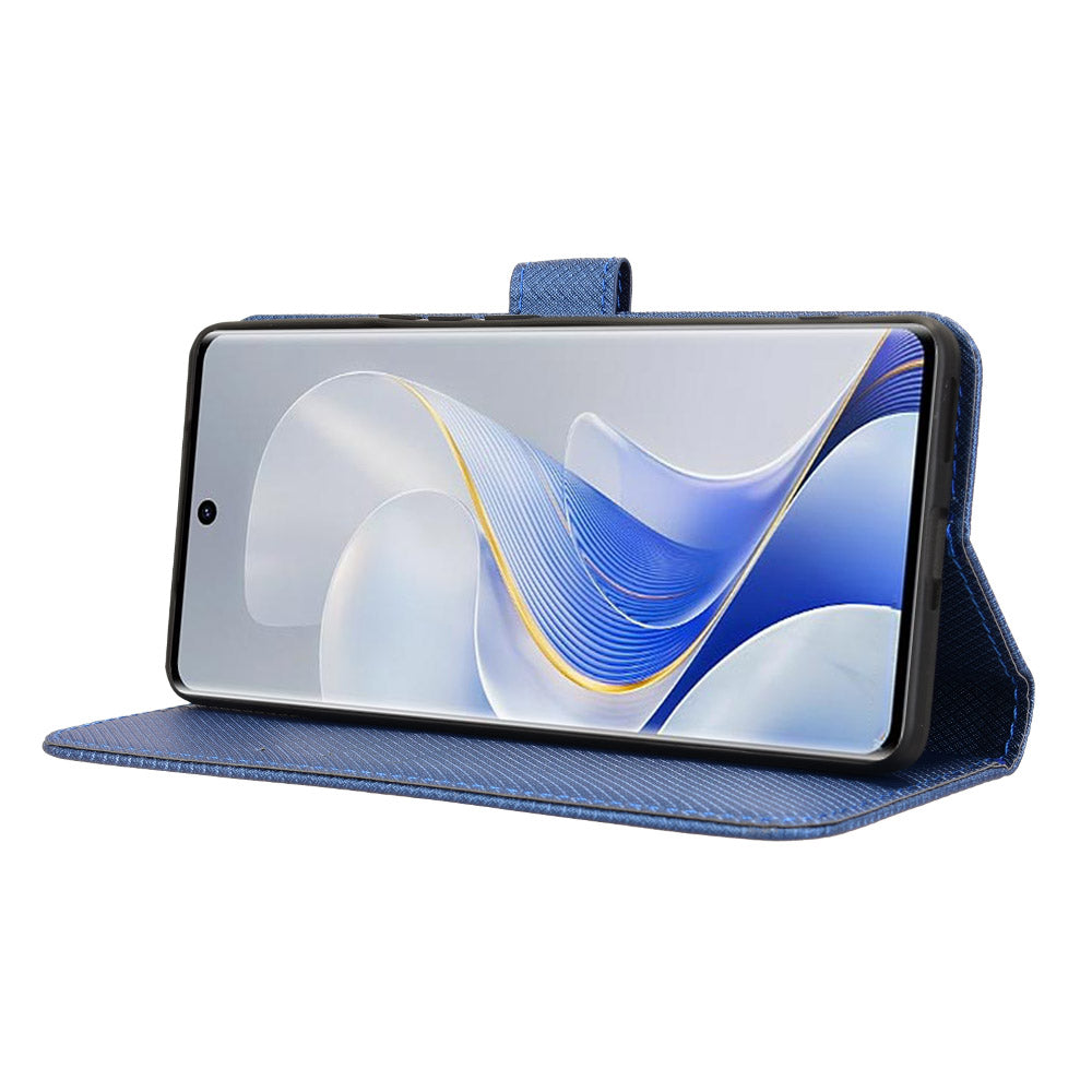 For vivo S19 Pro 5G / V40 5G Case PU Leather Diamond Texture Protective Phone Cover - Blue