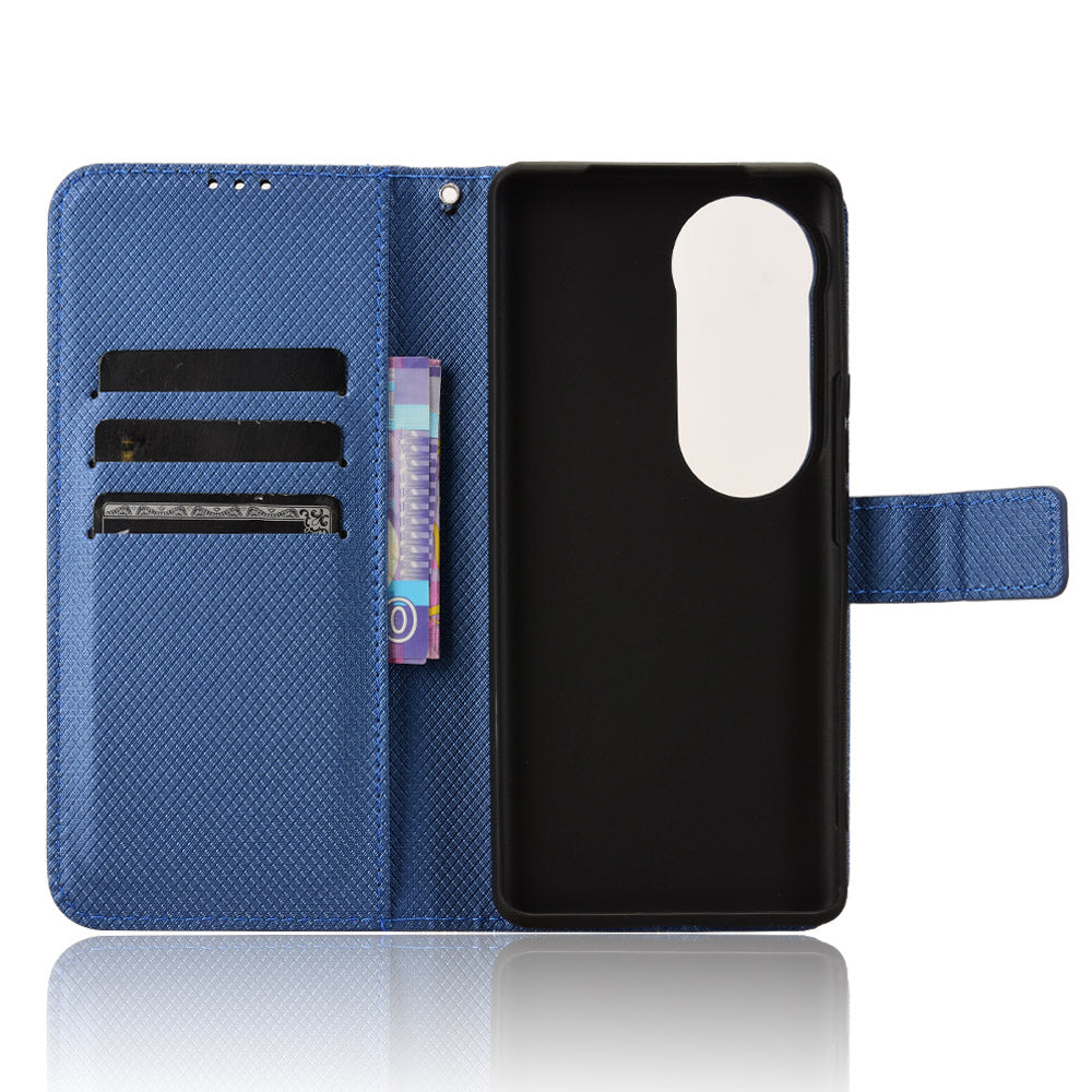 For vivo S19 Pro 5G / V40 5G Case PU Leather Diamond Texture Protective Phone Cover - Blue