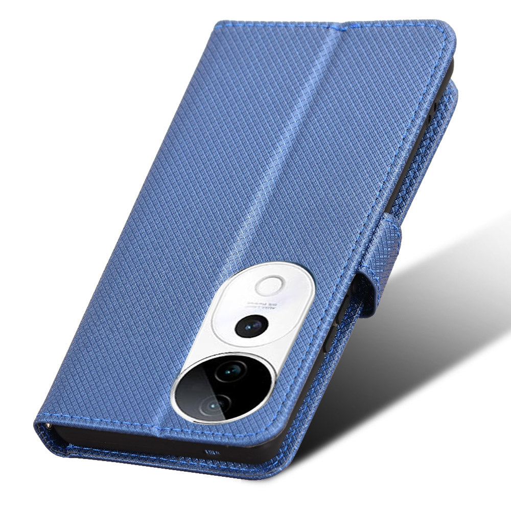 For vivo S19 Pro 5G / V40 5G Case PU Leather Diamond Texture Protective Phone Cover - Blue