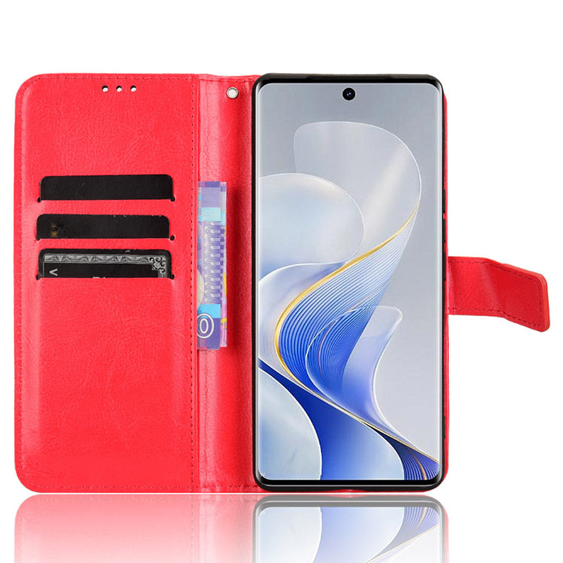 For vivo S19 Pro 5G / V40 5G Leather Phone Case Wallet Crazy Horse Texture - Red