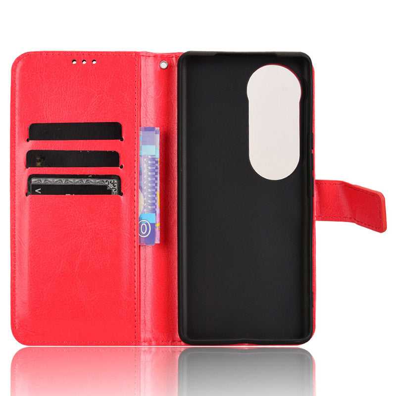 For vivo S19 Pro 5G / V40 5G Leather Phone Case Wallet Crazy Horse Texture - Red
