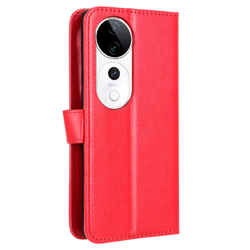 For vivo S19 Pro 5G / V40 5G Leather Phone Case Wallet Crazy Horse Texture - Red