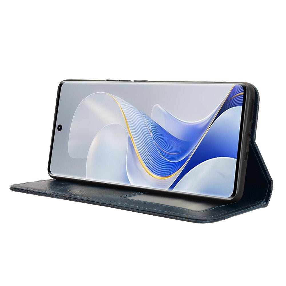 For vivo S19 Pro 5G / V40 5G Case Retro PU Leather Wallet Phone Cover Stand - Blue