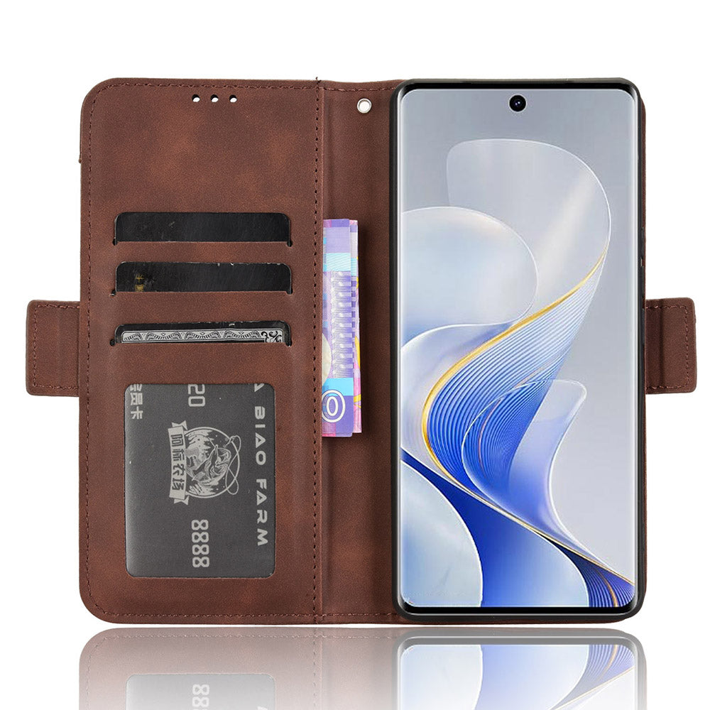 For vivo S19 Pro 5G / V40 5G Case Multiple Card Slots Leather Stand Phone Cover - Brown