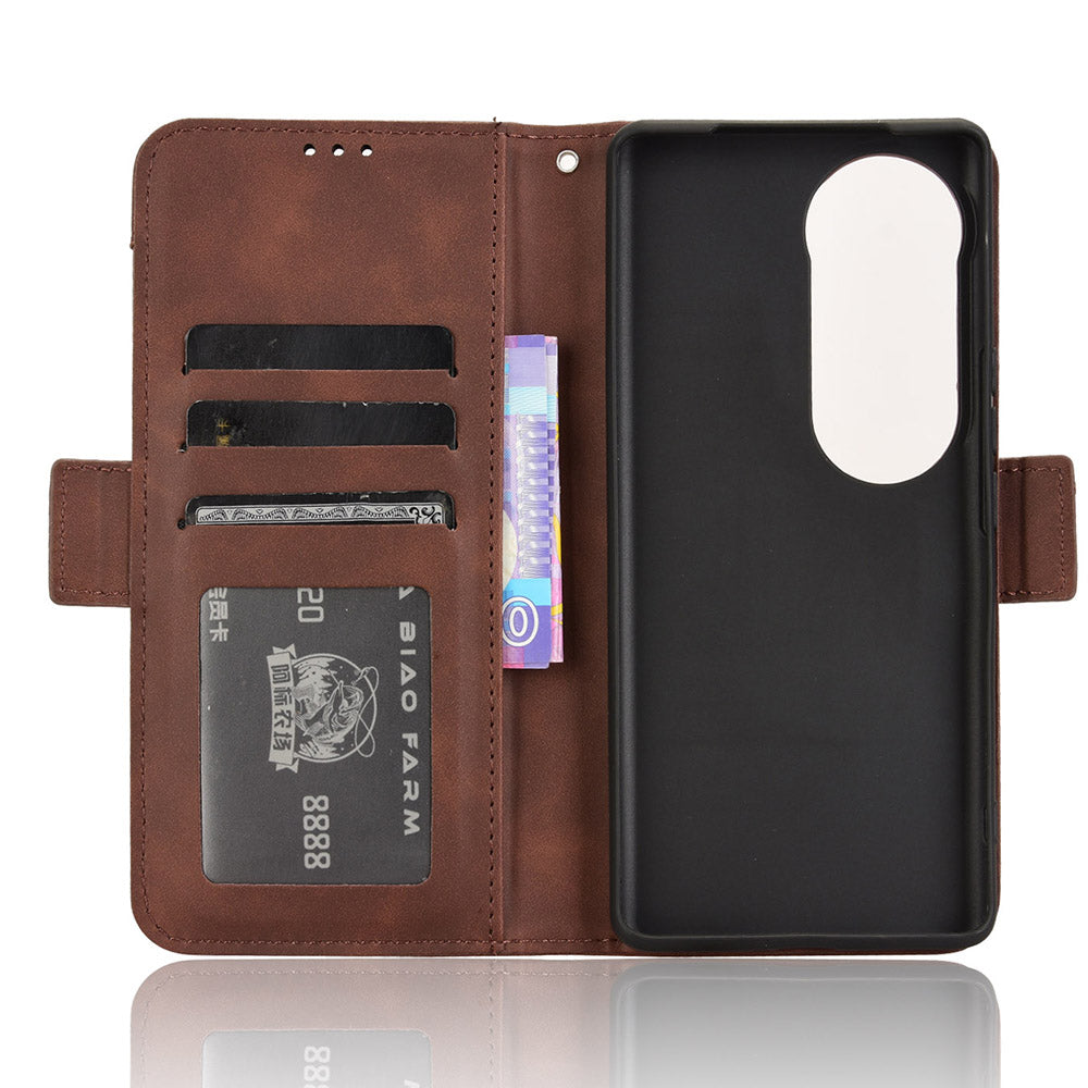 For vivo S19 Pro 5G / V40 5G Case Multiple Card Slots Leather Stand Phone Cover - Brown