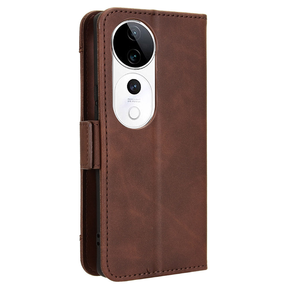 For vivo S19 Pro 5G / V40 5G Case Multiple Card Slots Leather Stand Phone Cover - Brown