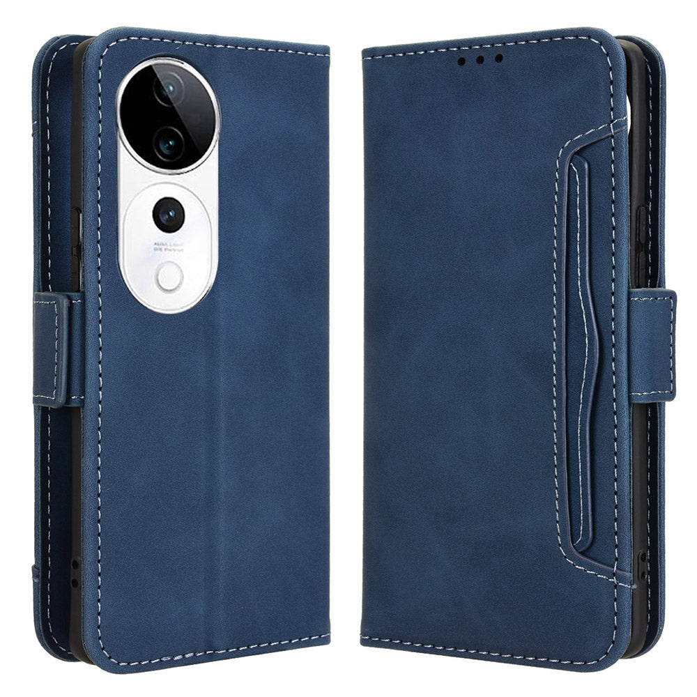 For vivo S19 Pro 5G / V40 5G Case Multiple Card Slots Leather Stand Phone Cover - Blue