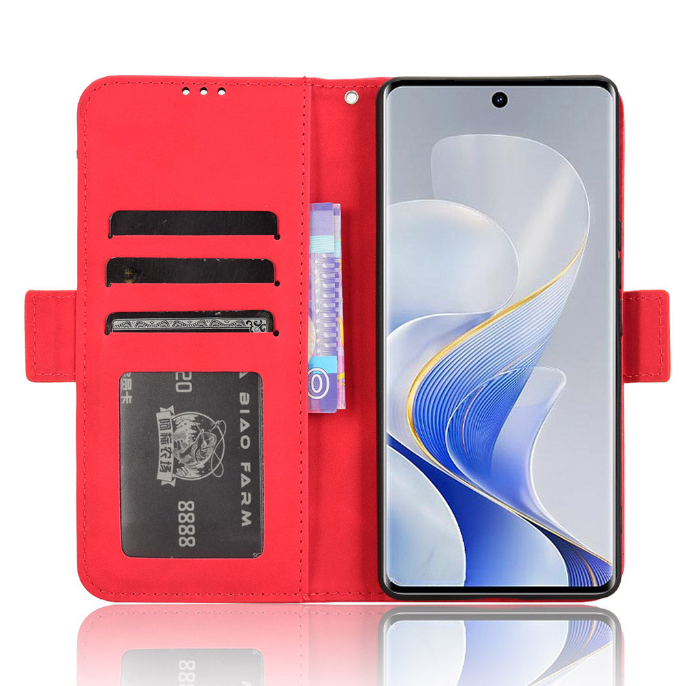 For vivo S19 Pro 5G / V40 5G Case Multiple Card Slots Leather Stand Phone Cover - Red