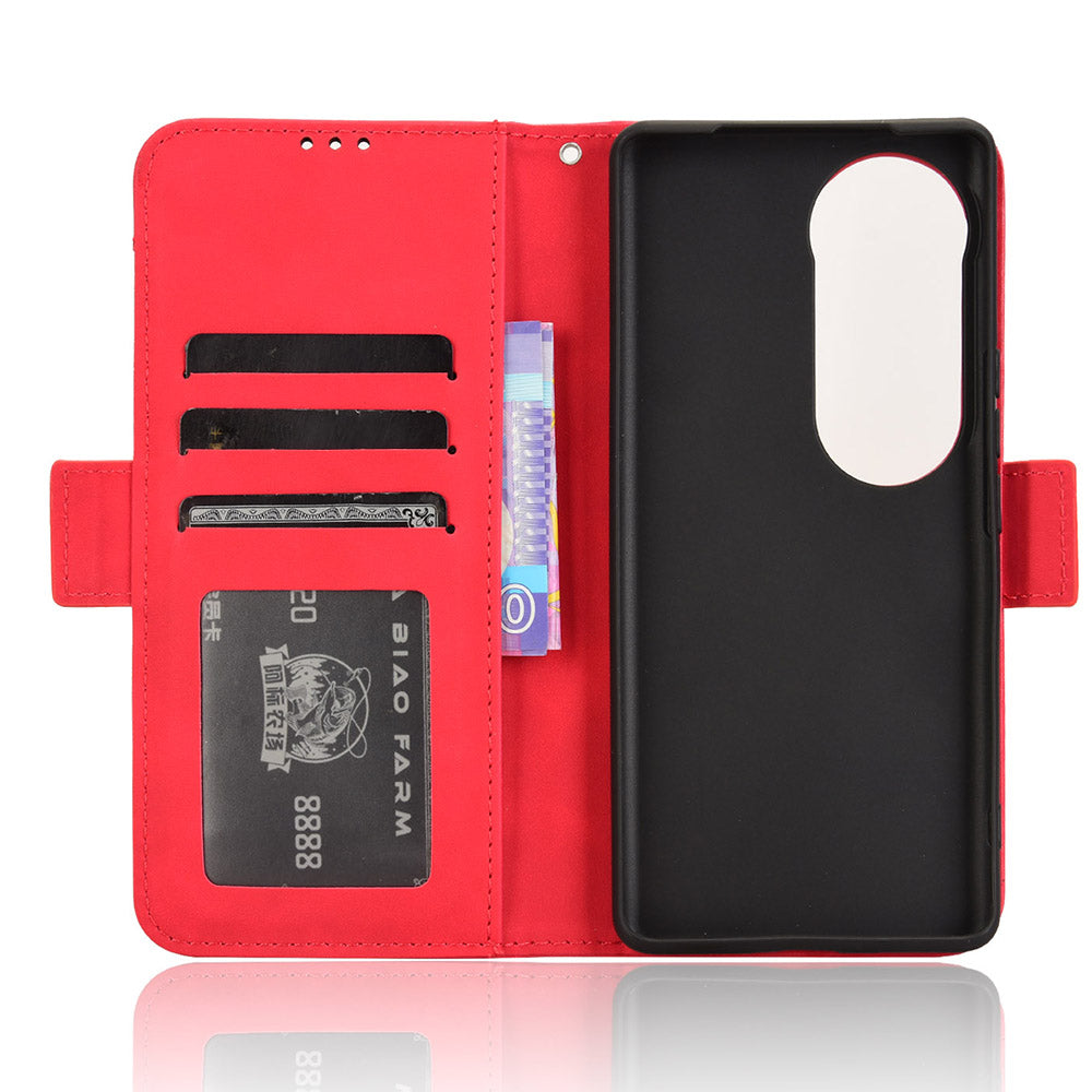 For vivo S19 Pro 5G / V40 5G Case Multiple Card Slots Leather Stand Phone Cover - Red