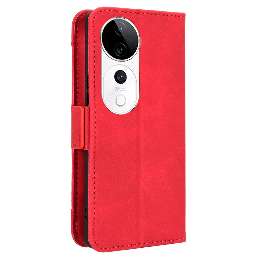 For vivo S19 Pro 5G / V40 5G Case Multiple Card Slots Leather Stand Phone Cover - Red