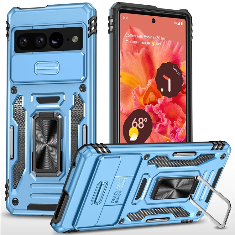 Armor Series For Google Pixel 9 Pro XL Case PC+TPU Kickstand Phone Cover with Camshield - Baby Blue
